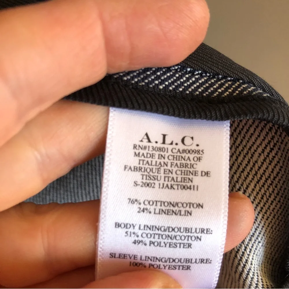A.L.C. Cotton/Linen Blazer/Jacket Grey Single Button Size 6 - Picture 10 of 16